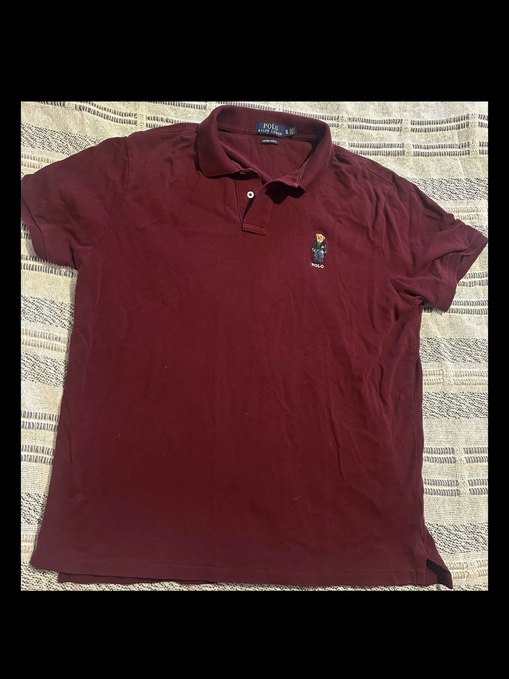 Polo Ralph Lauren Custom Slim Polo Bear Mesh Polo SS Shirt Crimson Red XL - Picture 3 of 7